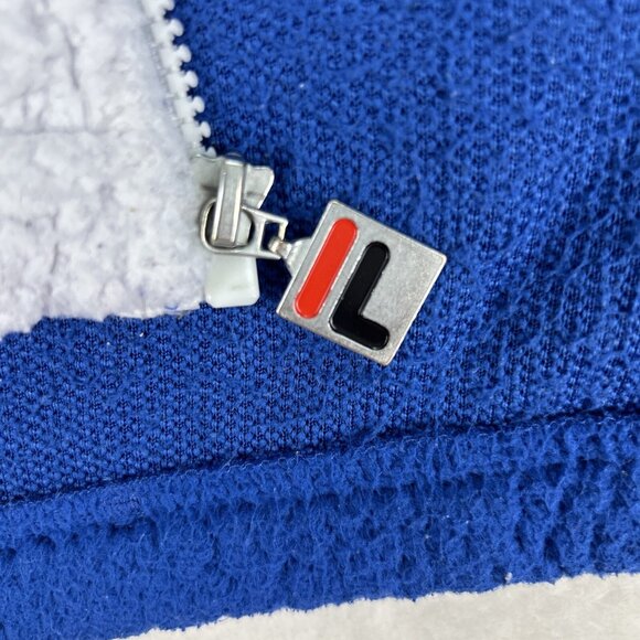 Fila Sherpa Sweater Men’s Size Small Back Red White Blue Zip Up Jacket - Picture 7 of 11